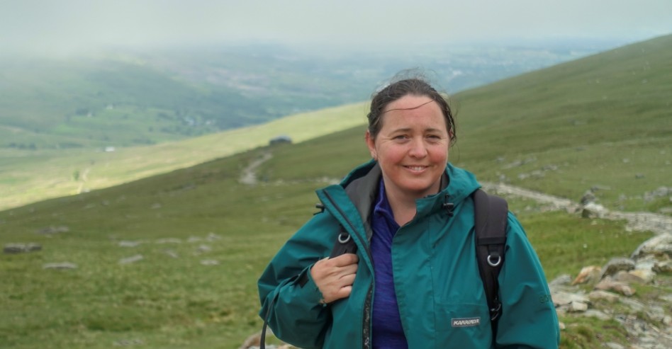 Sorcha Lewis against an upland backdrop